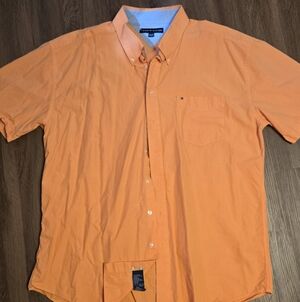 Tommy Hilfiger Men's Orange Short-Sleeve Button-Down Shirt 2XL